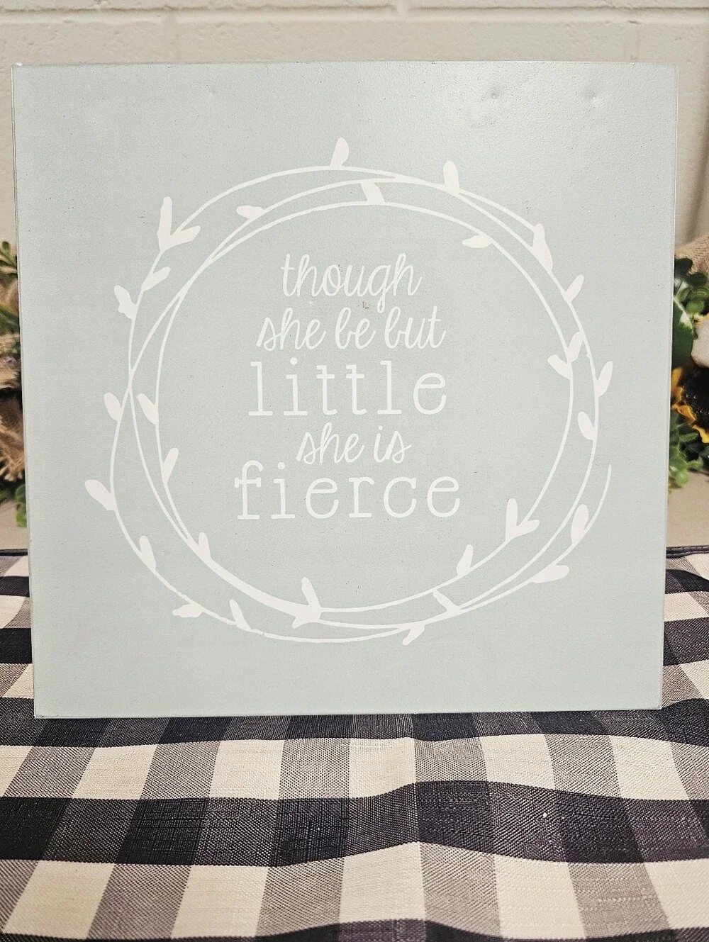 Sage green metal sign 
